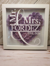 Load image into Gallery viewer, Heart Shaped Rolled Flower Shadow Box