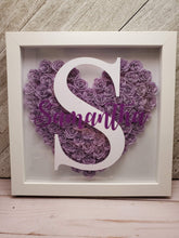 Load image into Gallery viewer, Heart Shaped Rolled Flower Shadow Box