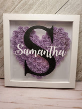 Load image into Gallery viewer, Heart Shaped Rolled Flower Shadow Box
