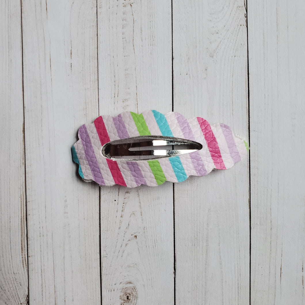 Lollipop Stripe Scalloped Snap Clip